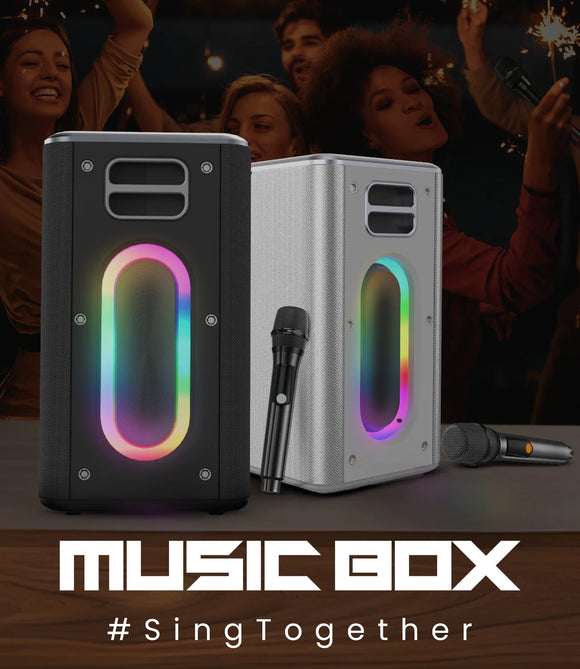 HiFuture Karaoke Musicbox 100W, Portable Wireless Bletooth Speaker with Dual Wireless Microphones