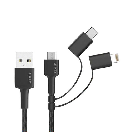 Aukey CB-BAL5 3in1 MFI Lightning Cable With Micro USB and USB C Cable