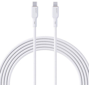 Aukey CB-NCL2 Nylon Braided USB C to Lightning Cable 1.8m - White