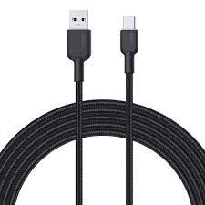 Aukey CB-NAC1 Braided Nylon USB 2.0 to USB C Cable 1m - Black