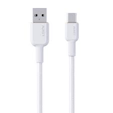 Aukey CB-NAC1 Braided Nylon USB 2.0 to USB C Cable 1m - White