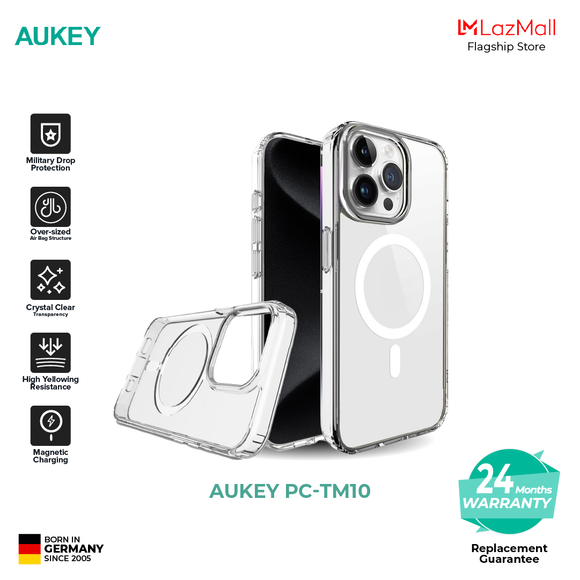 AUKEY PC-TM10D Magnetic Clear Case iphone 15 pro max Transparent