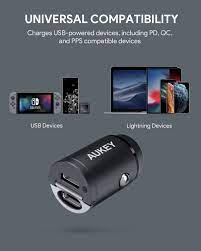 Aukey CC-A4 Dual USB-C Port 30W PD Ultra Small Car Charger - Black