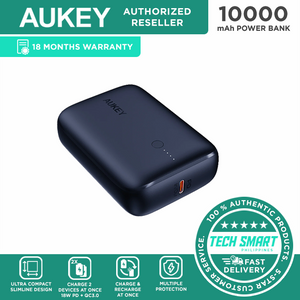 Aukey PB-N83S 10000mAh Power Bank with 22.5W SCP and 20W PD , QC3.0 - Blue