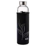 XAVAX 111233 Glass Drinking Bottle with Sieve and Neoprene Sleeve, 500 ml, black
