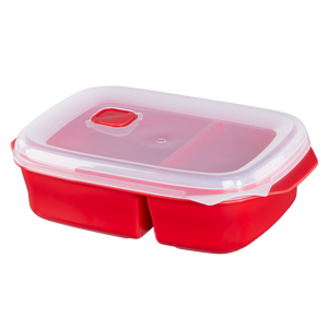 XAVAX 111465 Microwaveable container with 2 food compartments, 1.3 l, red