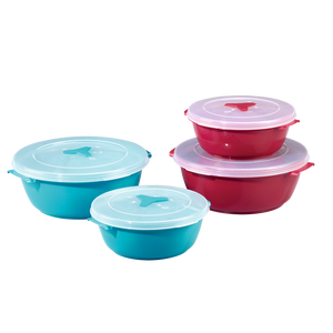 XAVAX 111525 "Round" Microwave / Freezer Container Set, 2 Pcs., turquoise / burgundy