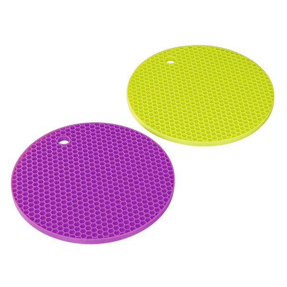 XAVAX 111527 Silicone Pot Coaster, green/violet, 2 pieces