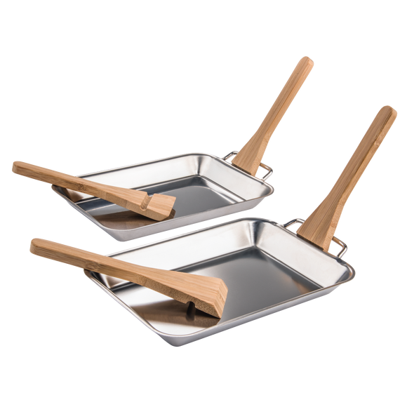 XAVAX 111579 Mini BBQ Pans, made of stainless steel, with bamboo spatulas, 6 pieces