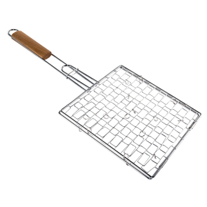XAVAX 111584 Grilling Basket, coated, with wooden handle, 25 x 25 cm