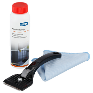 XAVAX 111752 Hob Cleaning Kit, 3-Part, Cleaner, Scraper, Microfibre Cloth