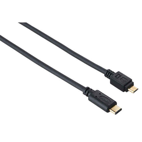 HAMA 135713 USB-C Adapter Cable, USB-C plug - micro US 2.0 plug, gold-plated, 0.75 m