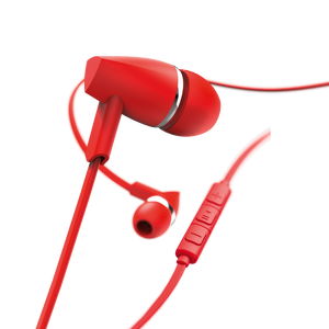 HAMA 184010 "JOY” HEADPHONES, IN-EAR, MIC,FLAT RIBBON CABLE, RED