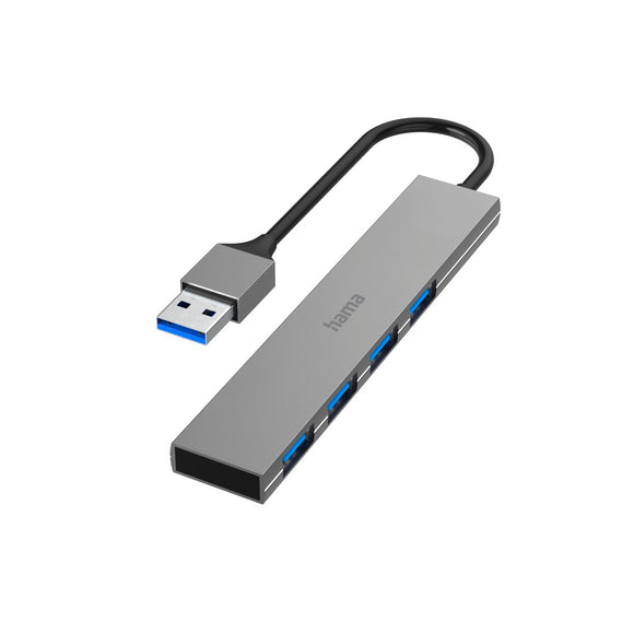 Hama 200114 USB Hub, 4 Ports, Usb 3.0, 5 Gbit/S, Alu, Ultra-Slim