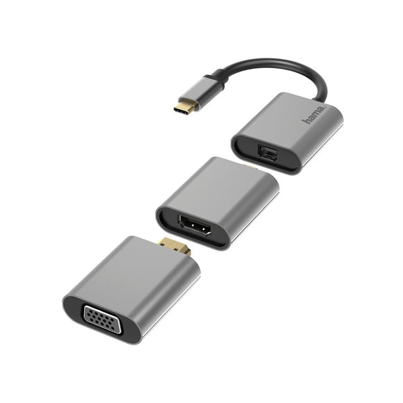 HAMA 200306 Video Adapter Set,6 in 1,USB-C,Mini-DisplayPort,HDMI™,VGA