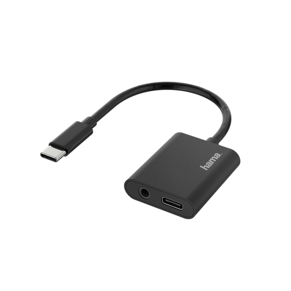 HAMA 200319 Audio Adapter, 2 in 1, USB-C Plug - 3.5 mm Jack / USB-C Socket, Audio + Charger