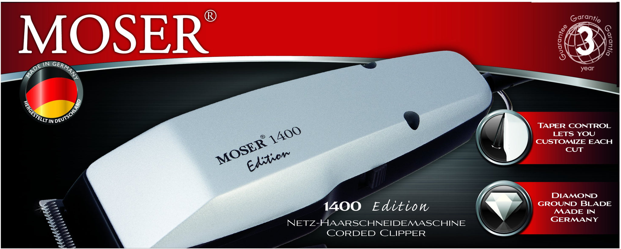 MOSER 1400 CORDLESS EDITION PROFESSIONAL CHOICE CLIPPER HAIRCUTTER