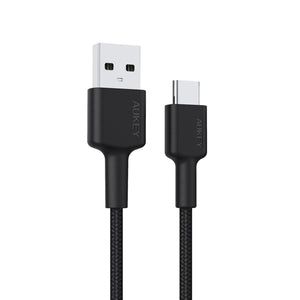 Aukey CB-CD30 USB A-C Nylon Braided Cable USB2.0  0.9m - Black