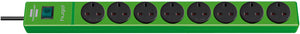 BRENNENSTUHL 1150613198 8-way extension lead (3m cable and switch, casing made of break-proof polycarbonate) colour: green