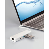 HAMA 135757 USB 3.1 TYP-C HUB 1:3 "ALUM",2 X USB-A,2 X USB-C,LAN,BUS-POWERED