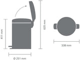 Brabantia 112041 Pedal Bin newIcon with Plastic Inner Bucket, 12 Litre - Matt Steel Fingerprint Proof
