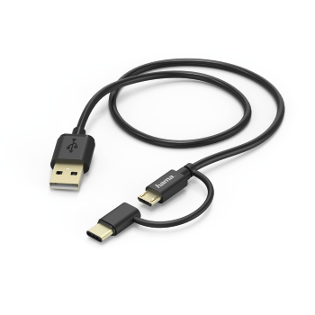 HAMA 178327 MICRO USB CABLE TYPE C 2IN 1 BLACK
