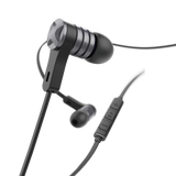 HAMA 184018  "Intense” headphones, in-ear, microphone, flat ribbon cable, black