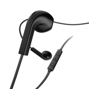 Hama "Advance” headphones, earbuds, microphone, flat ribbon cable, black