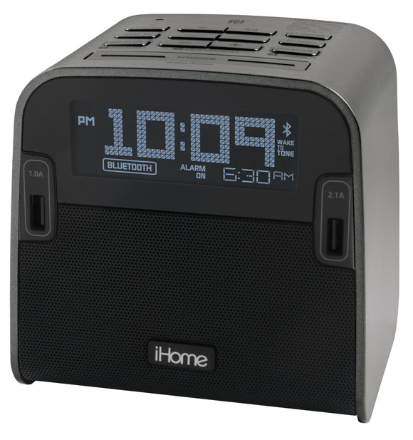 iHome HBN22E   NFC Bluetooth FM Clock Radio with Speakerphone and Dual USB Charging